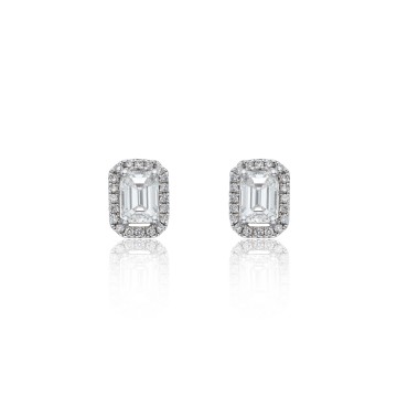 18ct White Gold 1.40ct Diamond Halo Stud Earrings