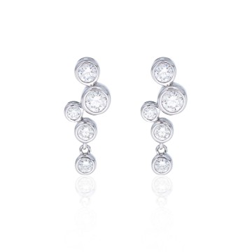 18ct White Gold Rub Over Brilliant Cut 0.71ct Diamond Drop Earrings