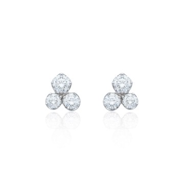18ct White Gold 0.65ct Round Brilliant Fancy Cluster Diamond Earrings
