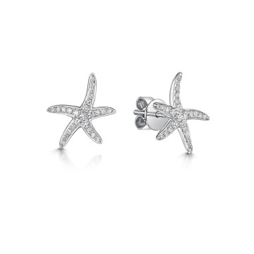 18ct White Gold Round Brilliant 0.19ct Diamond Starfish Earrings