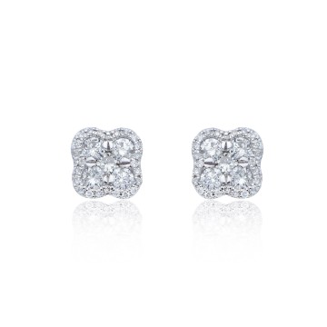 18ct White Gold Brilliant Cut 0.50ct Diamond Cluster Earrings