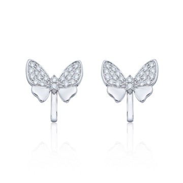 9ct White Gold Brilliant Cut 0.65ct Diamond Butterfly Earrings
