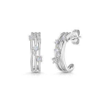 9ct White Gold Round Brilliant 0.20ct Diamond Multi Strand Earrings
