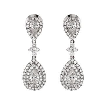 18ct White Gold 2.00ct Diamond Pear Drop Earrings