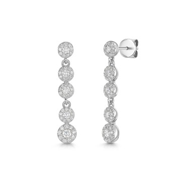 18ct White Gold Round Brilliant 0.75ct Diamond Illusion Style Drop Earrings