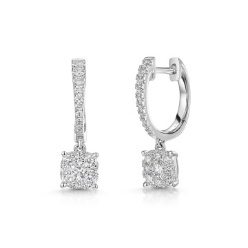 18ct White Gold Round Brilliant 0.60ct Diamond Illusion Drop Earrings