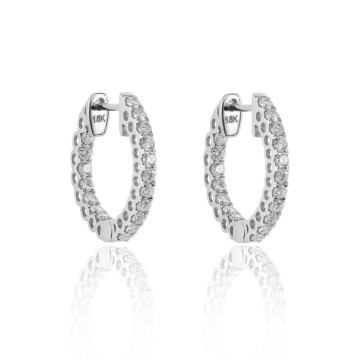 18ct White Gold Brilliant Cut 0.50ct Diamond Hoop Earrings