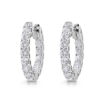 18ct White Gold Brilliant Cut 1.50ct Diamond Hoop Earrings