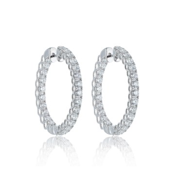 18ct White Gold Brilliant Cut 5.00ct Diamond Hoop Earrings