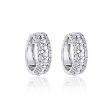 18ct White Gold Round Brilliant 0.40ct Diamond Fancy Hoop Earrings