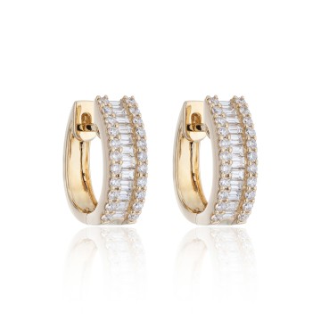 18ct Yellow Gold Baguette Cut 0.93ct Diamond Earrings