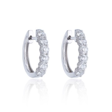 18ct White Gold 0.91ct Round Brilliant Diamond Hoop Earrings