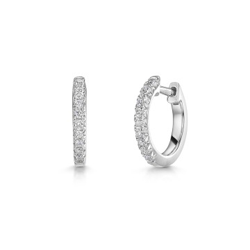 18ct White Gold Round Brilliant Cut 0.20ct Diamond Hoop Earrings