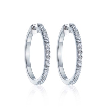 18ct White Gold Brilliant Cut 0.63ct Diamond Hoop Earrings
