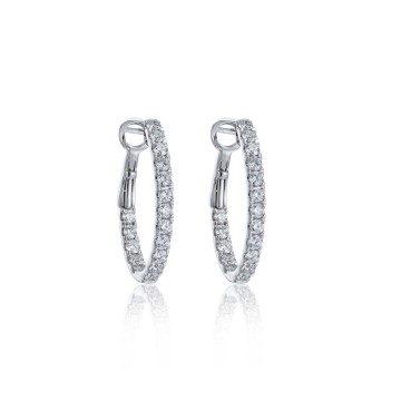18ct White Gold Brilliant Cut 0.84ct Diamond Hoop Earrings