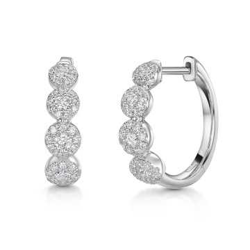 18ct White Gold Round Brilliant 0.50ct Diamond Halo Hoop Earrings