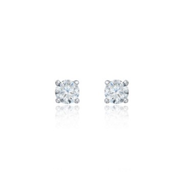 18ct Yellow Gold 0.75ct Round Brilliant 4 Claw Diamond Solitaire Earrings