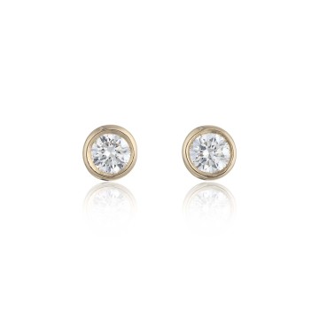 18ct Yellow Gold 0.23ct Diamond Rub Over Earrings