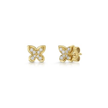 18ct Yellow Gold Round Brilliant 0.15ct Diamond Butterfly Earrings