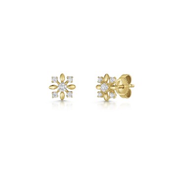 18ct Yellow Gold Round Brilliant 0.20ct Diamond Fancy Earrings