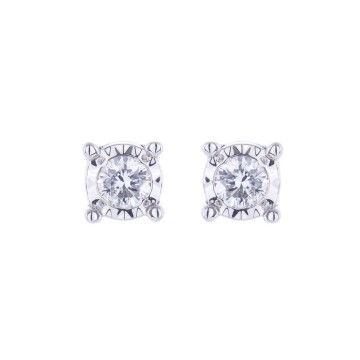 9ct White Gold Brilliant Cut 0.15ct Diamond Stud Earrings
