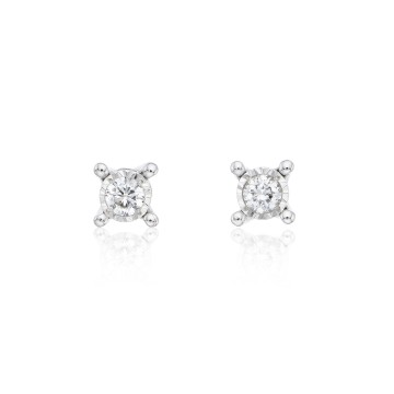 9ct White Gold Brilliant Cut 0.07ct Diamond Stud Earrings