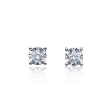 9ct White Gold Round Brilliant 0.50ct Diamond Illusion Set Earrings