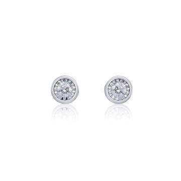 9ct White Gold Round Brilliant 0.10ct Diamond Bezel Set Earrings