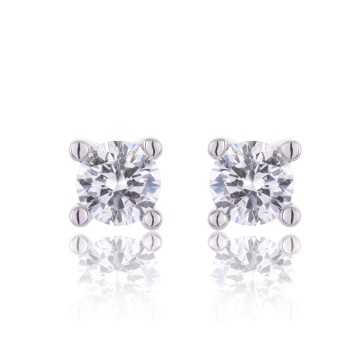 9ct White Gold Round Brilliant 0.50ct Diamond 4 Claw Earrings