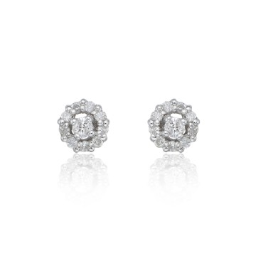 9ct White Gold Brilliant Cut 0.25ct Diamond Cluster Stud Earrings