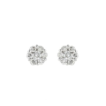 9ct White Gold Brilliant Cut 0.30ct Diamond Cluster Stud Earrings
