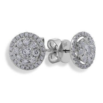 9ct White Gold Brilliant Cut 0.55ct Diamond Halo Stud Earrings