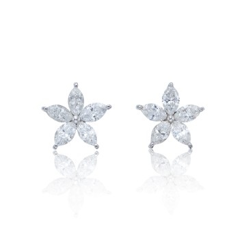 9ct White Gold Marquise Cut Diamond 0.65ct Stud Earrings