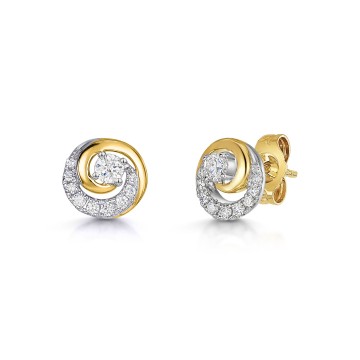9ct Yellow & White Gold 0.30ct Diamond Knot Stud Earrings
