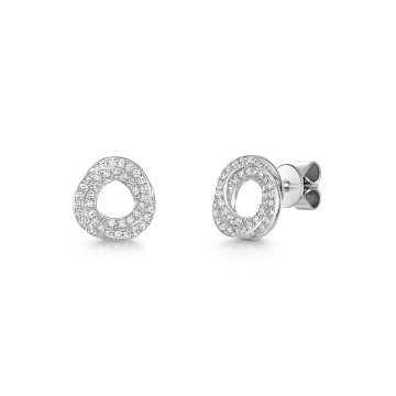 9ct White Gold Open Twist Circle 0.20ct Diamond Earrings