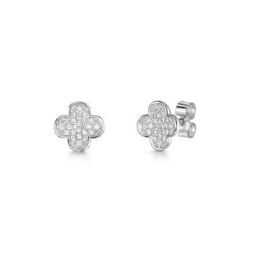 9 White Gold 0.44ct Diamond Cluster Clover Earrings