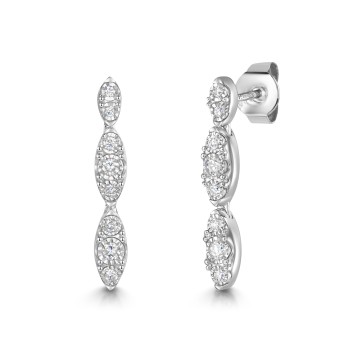 9ct White Gold 0.10ct Diamond Cluster Earrings