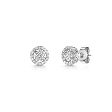 9ct White Gold Round Brilliant 0.33ct Diamond Illusion Style Halo Stud Earrings