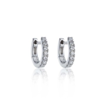 9ct White Gold Brilliant Cut 0.15ct Diamond Huggie Hoop Earrings