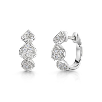 9ct White Gold 0.56ct Diamond Cluster Hoop Earrings
