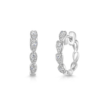 9ct White Gold Round Brilliant 0.40ct Diamond Tear Drop Hoop Earrings