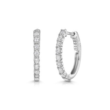 9ct White Gold Round Brilliant 0.33ct Diamond Illusion Set Hoop Earrings - Exclusive to CH