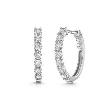9ct White Gold Round Brilliant 0.50ct Diamond Illusion Set Hoop Earrings - Exclusive to CH