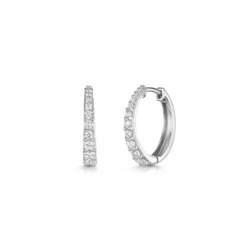 9ct White Gold Round Brilliant 0.75ct Diamond Graduated Hoop Earrings