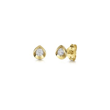 9ct Yellow Gold Round Brilliant 0.20ct Diamond Oyster Style Solitaire Earrings