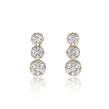 9ct Yellow Gold Round Brilliant 1.00ct Diamond Cluster Drop Earrings