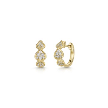 9ct Yellow Gold 0.58ct Diamond Cluster Pear Shape Hoop Earrings