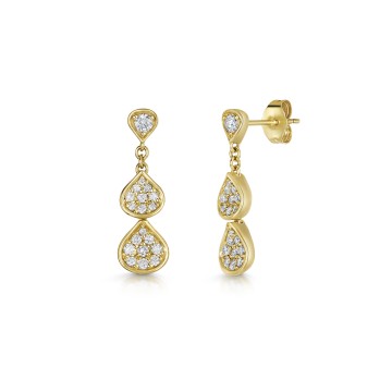 9ct Yellow Gold 1.00ct Cluster Drop Earrings