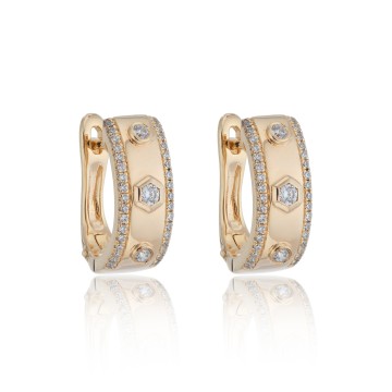 9ct Yellow Gold Trilogy Brilliant Cut 0.33ct Diamond Hoop Earrings