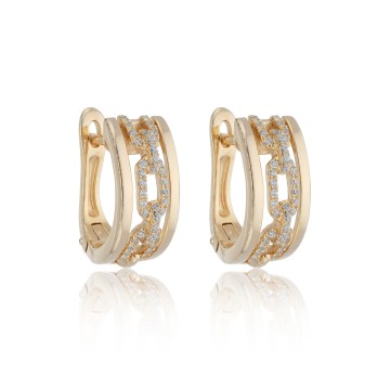 9ct Yellow Gold Brilliant Cut 0.46ct Link Diamond Hoop Earrings